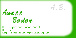 anett bodor business card